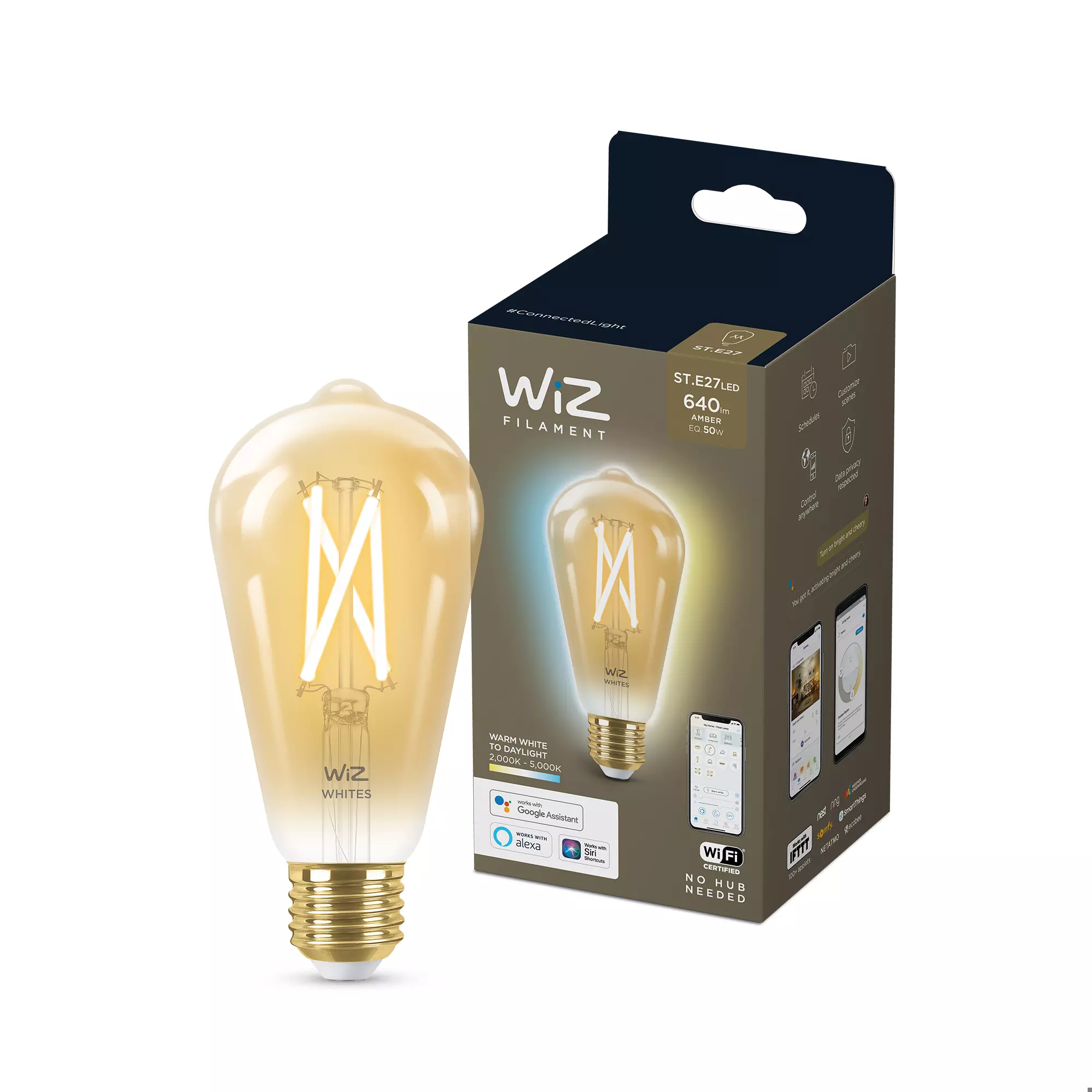 Wiz St64 Amber -Lamppuun E27, Säädettävällä