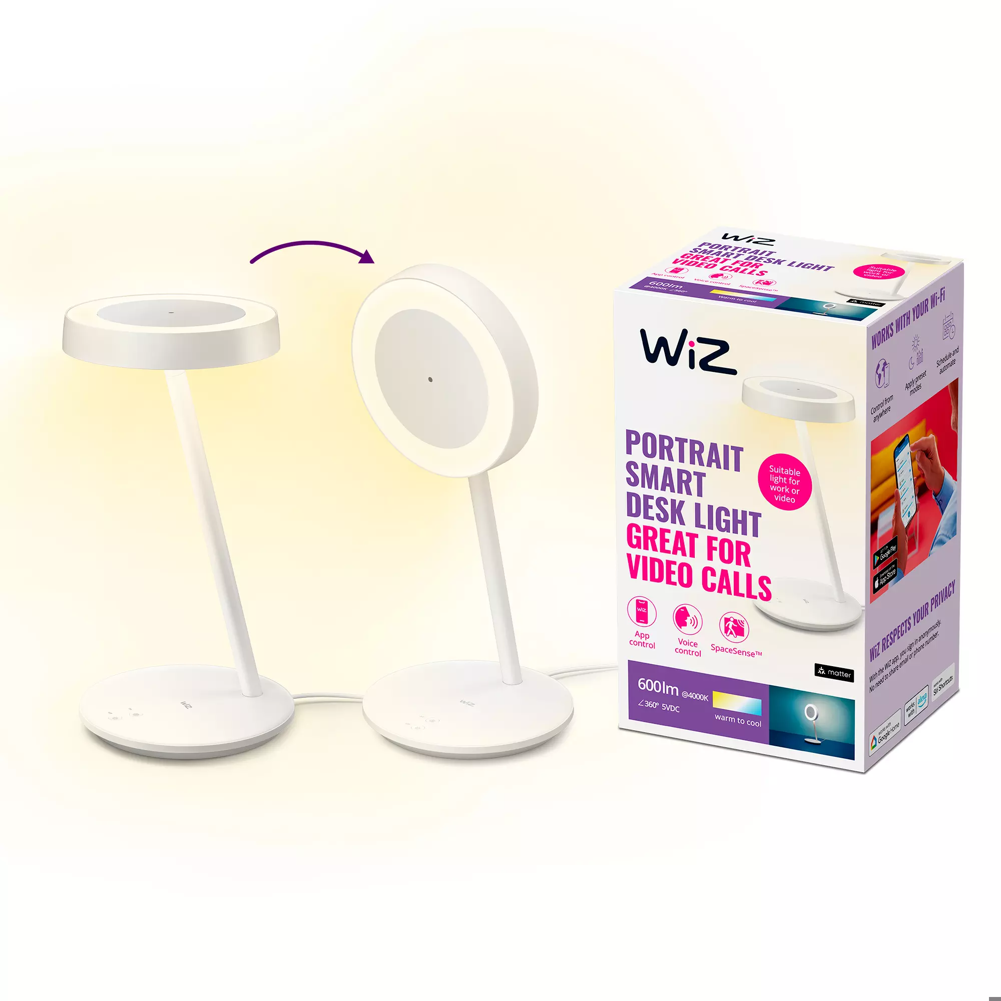 Wiz Wi-Fi Ble Muotokuva Työpöytälamppu Eu