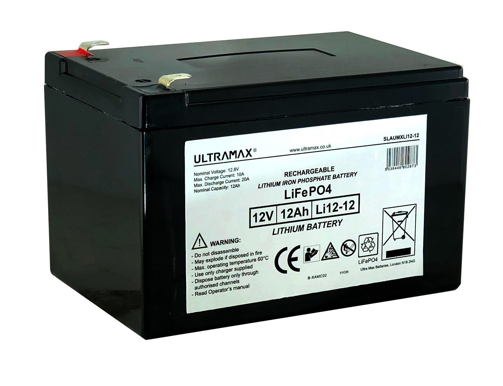Ultramax 12V 12 Ah Lifepo4 Litiumakku