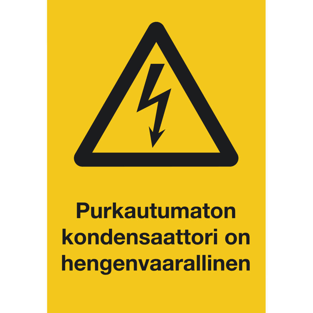 Purkautumaton Kondensaattori On Hengenvaarallinen, 8X10cm, Tarra 081 119 80X100ta
