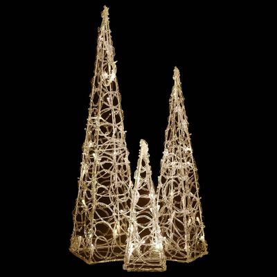  Led-Koristevalokartiosarja Lämmin Valkoinen Akryyli 30-45-60 Cm