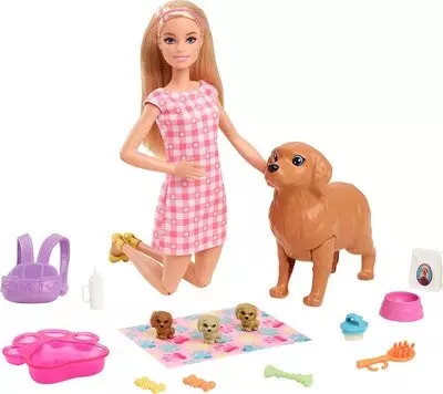 Barbie Newborn Puppies Nukke, Koira Ja Koiranpennut