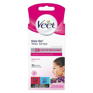 Veet Easy Gel Cold Wax Strips Face 20 Kpl