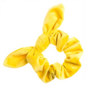 Dark Velvet Scrunchie With Bow ─ Sun Yellow