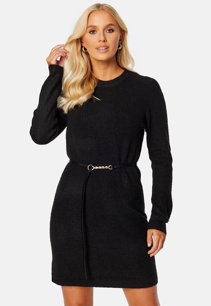 Pieces Ellen Ls O-Neck Knit Dress Black M