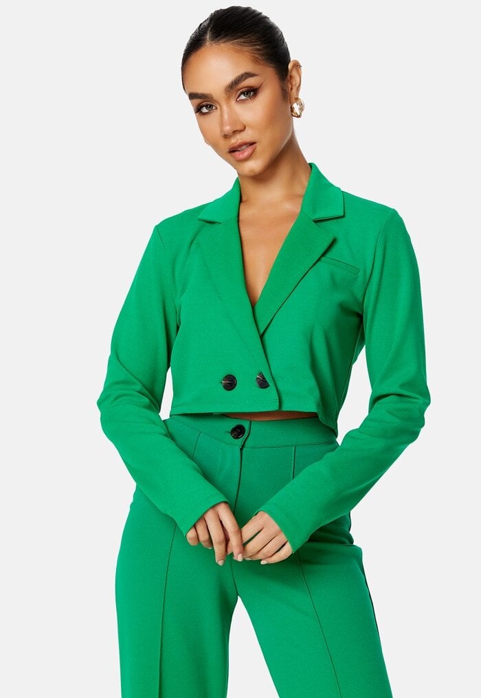 Bubbleroom Hilma Cropped Blazer Green Xs