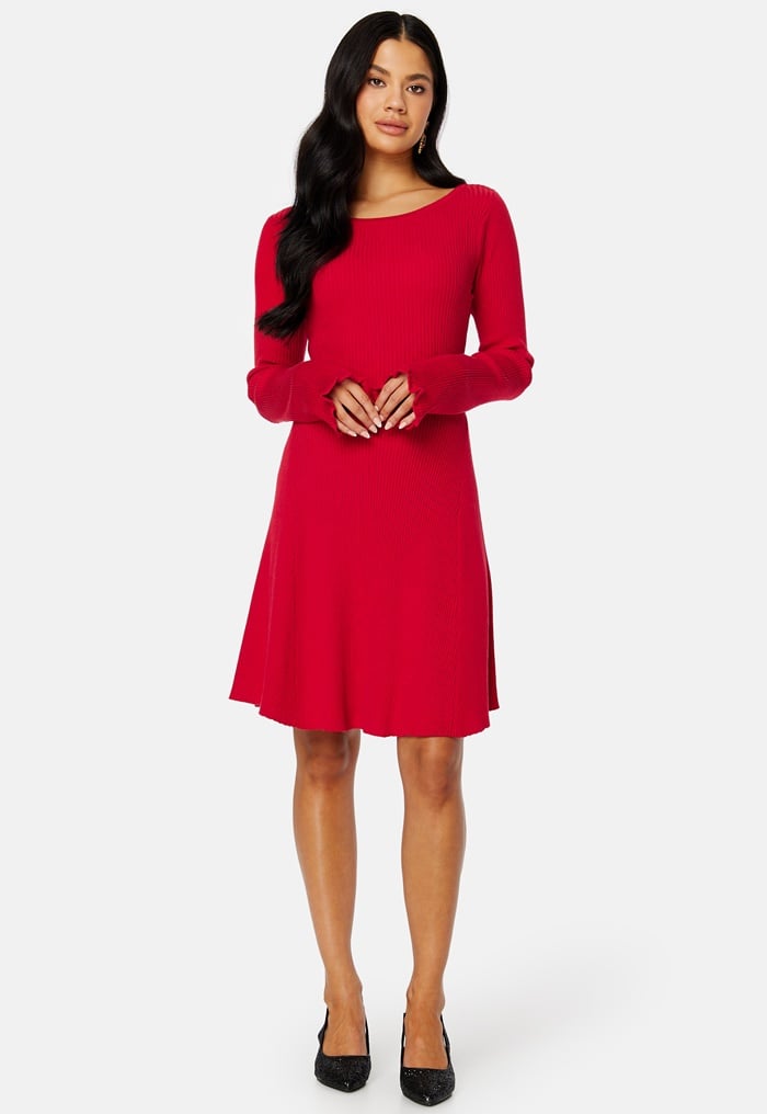 Bubbleroom Quinn Knitted Dress Red