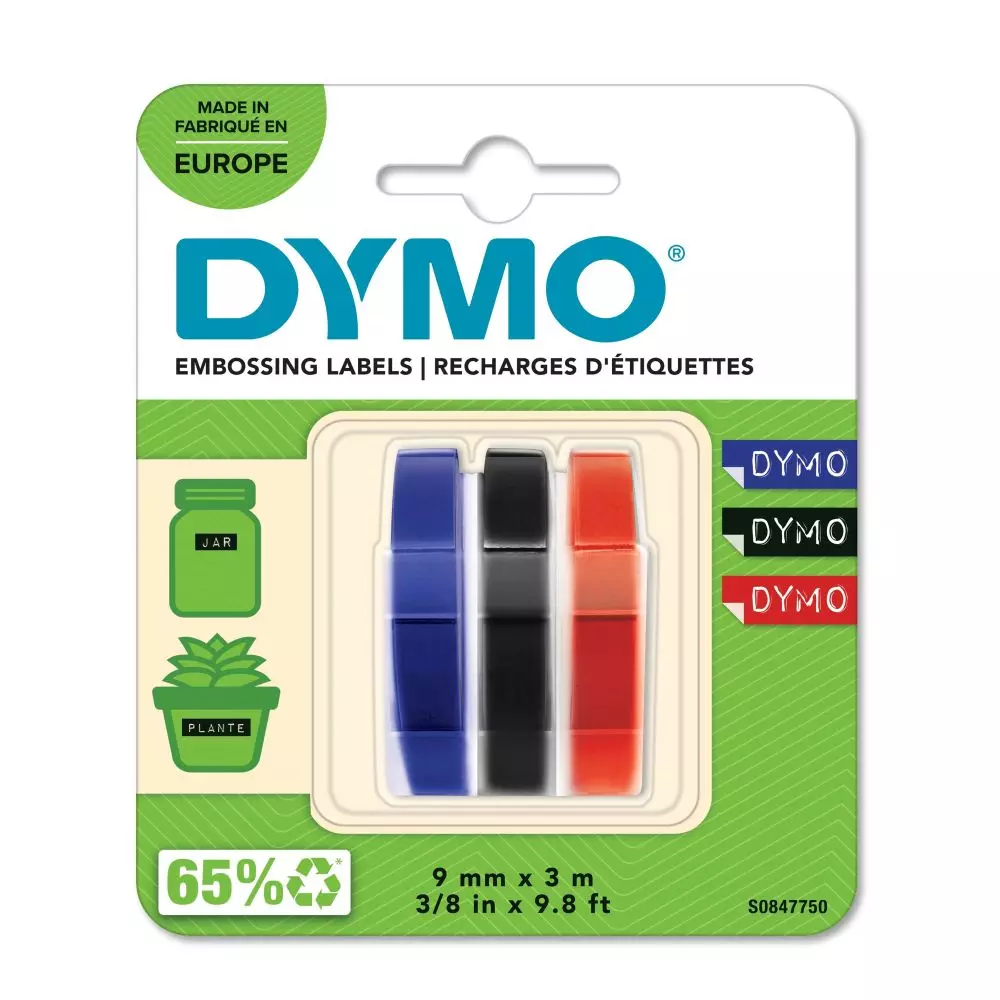 Dymo Embosser Tape 9Mm X 3M Red Blue Black,3
