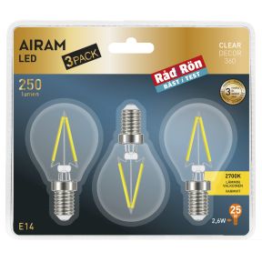 Airam Led Filament 2,6W E14 3 Pakkaus