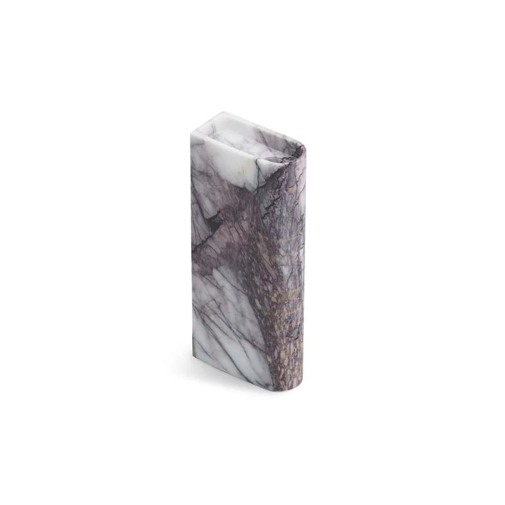 Monolith Candle Holder Tall Mixed White Marble   Northern