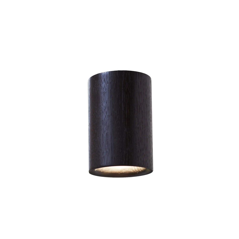 Solid Downlight Cylinder Black Stained Oak   Terence Woodgate
