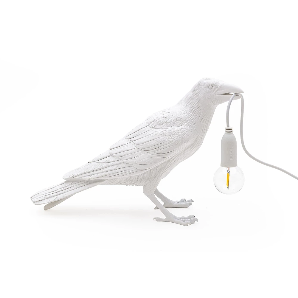 Bird Lamp Waiting Pöytävalaisin Ulko Valkoinen   Seletti