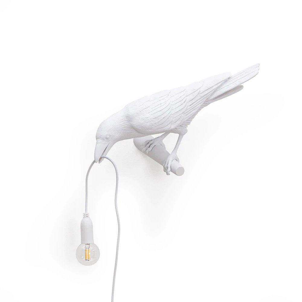 Bird Lamp Looking Left Seinävalaisin Valkoinen   Seletti