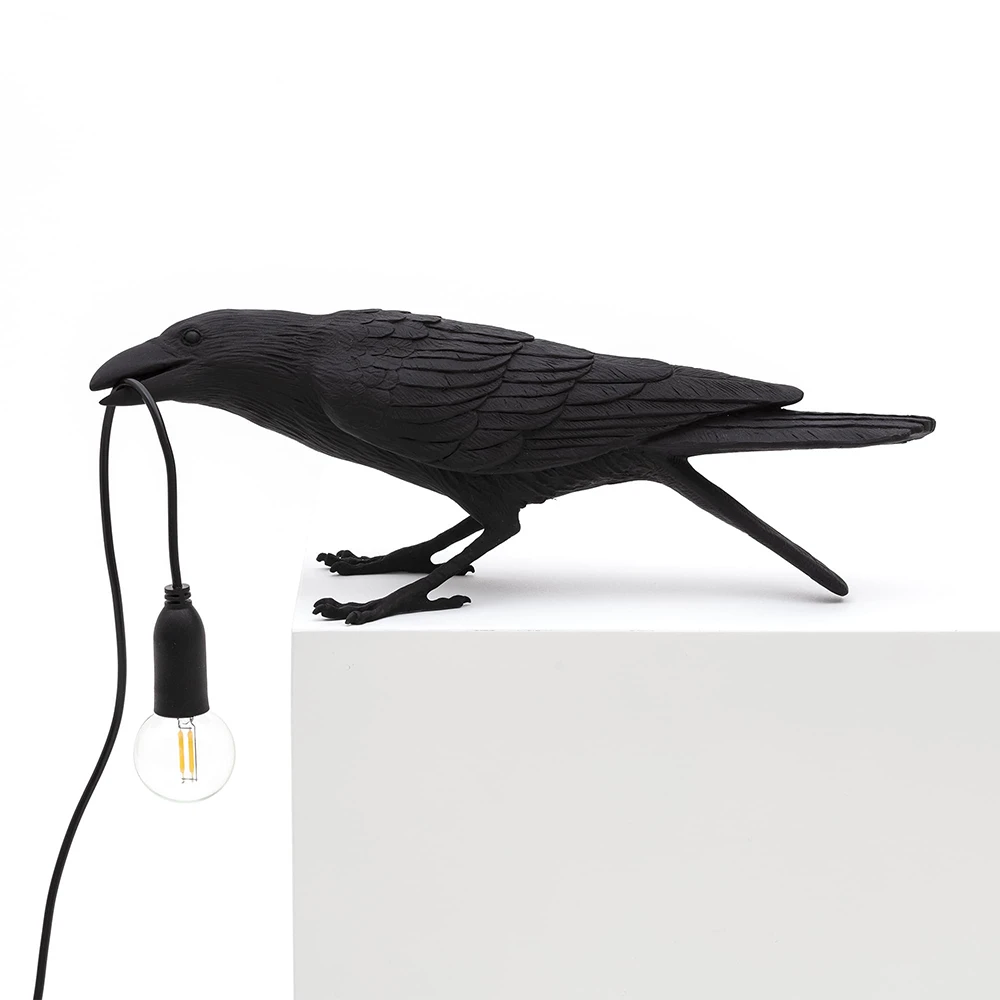 Bird Lamp Playing Pöytävalaisin Musta   Seletti