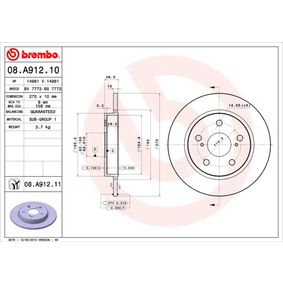 Brembo Jarrulevyt Toyota 08.A912.10 4243102170,4243102180,4243112280 Jarrulevy 42431Yzzae