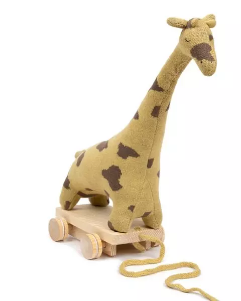 Smallstuff Pull Along Giraffe, Mustard -