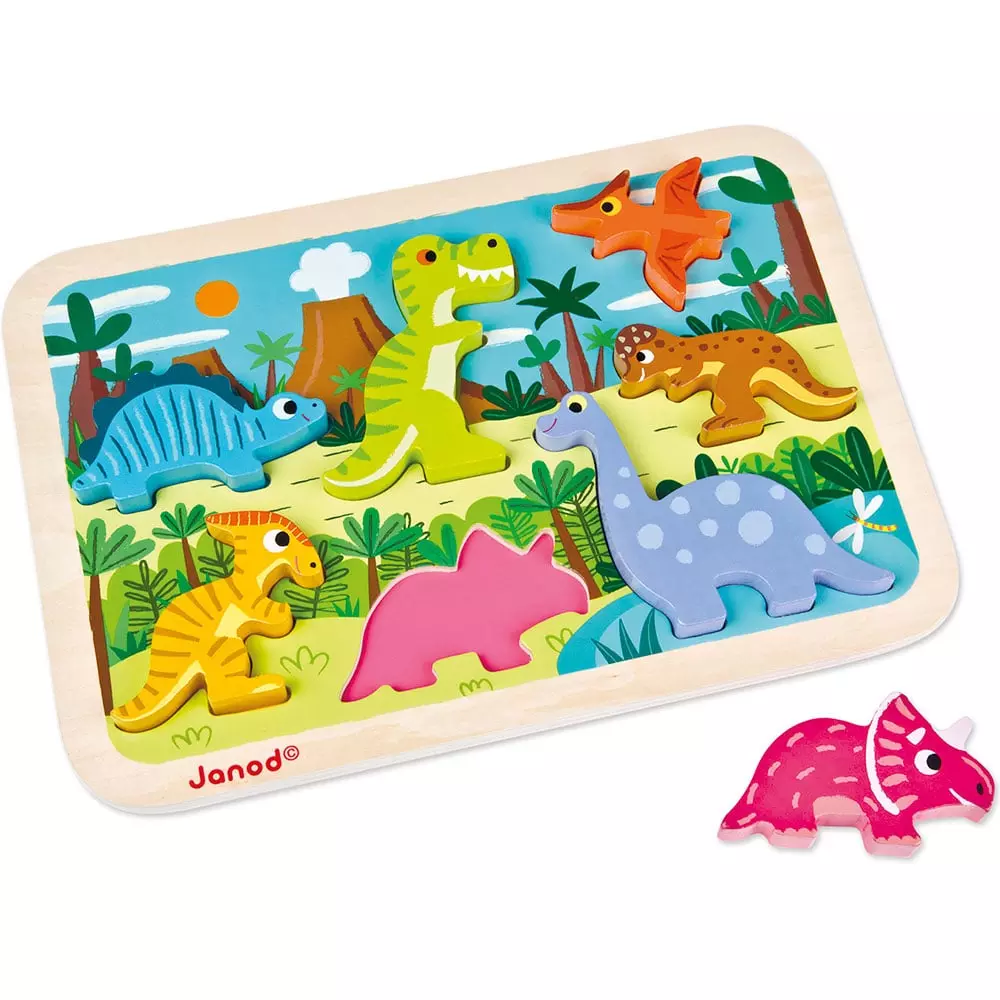 Janod Chunky Puzzle Wood Dinosaurs Lkj7054