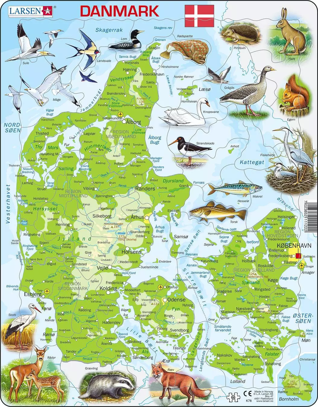 Larsen Puzzle Denmark With Animals Pcs