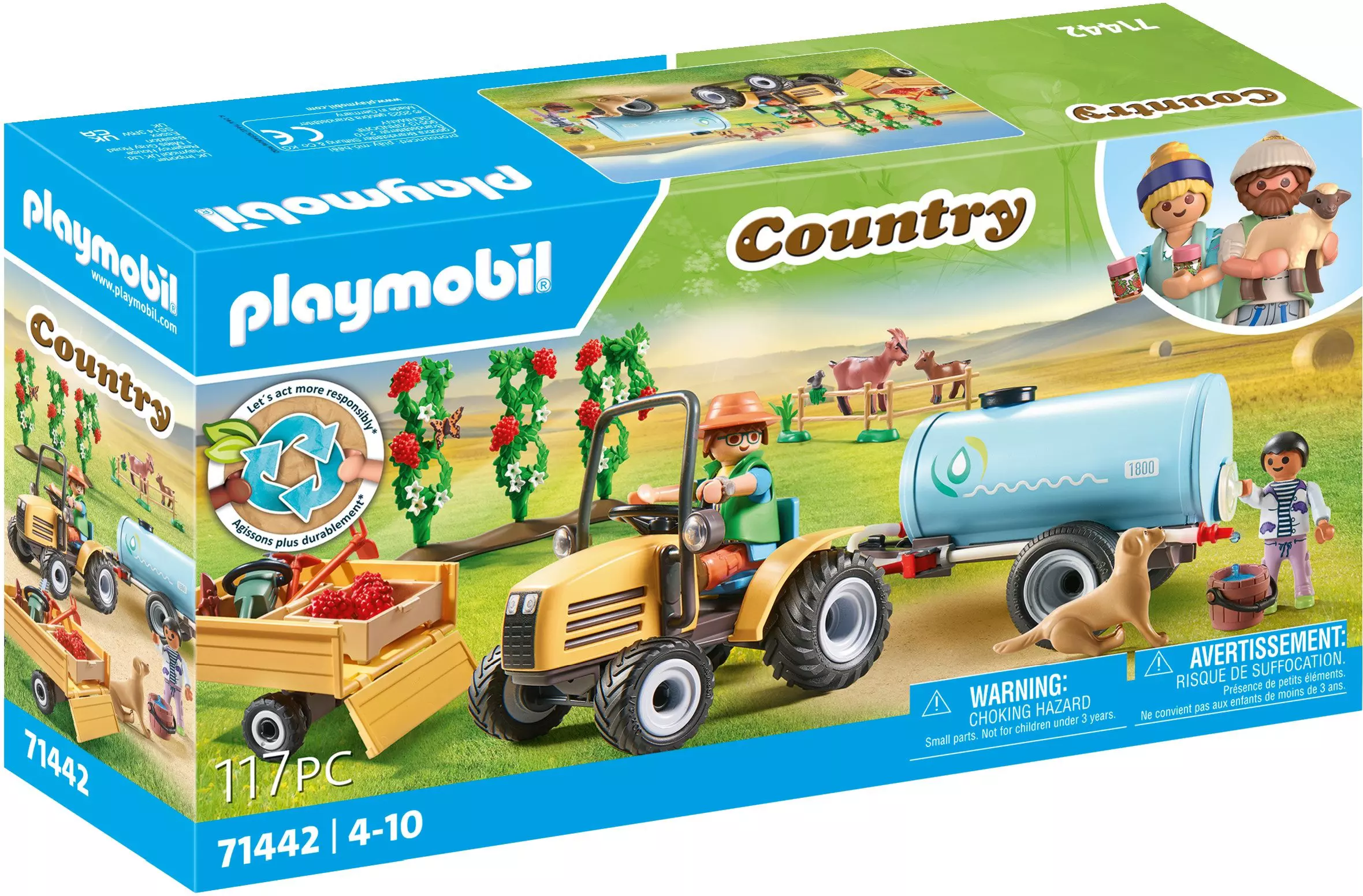 Playmobil Tractor With Trailer And Water