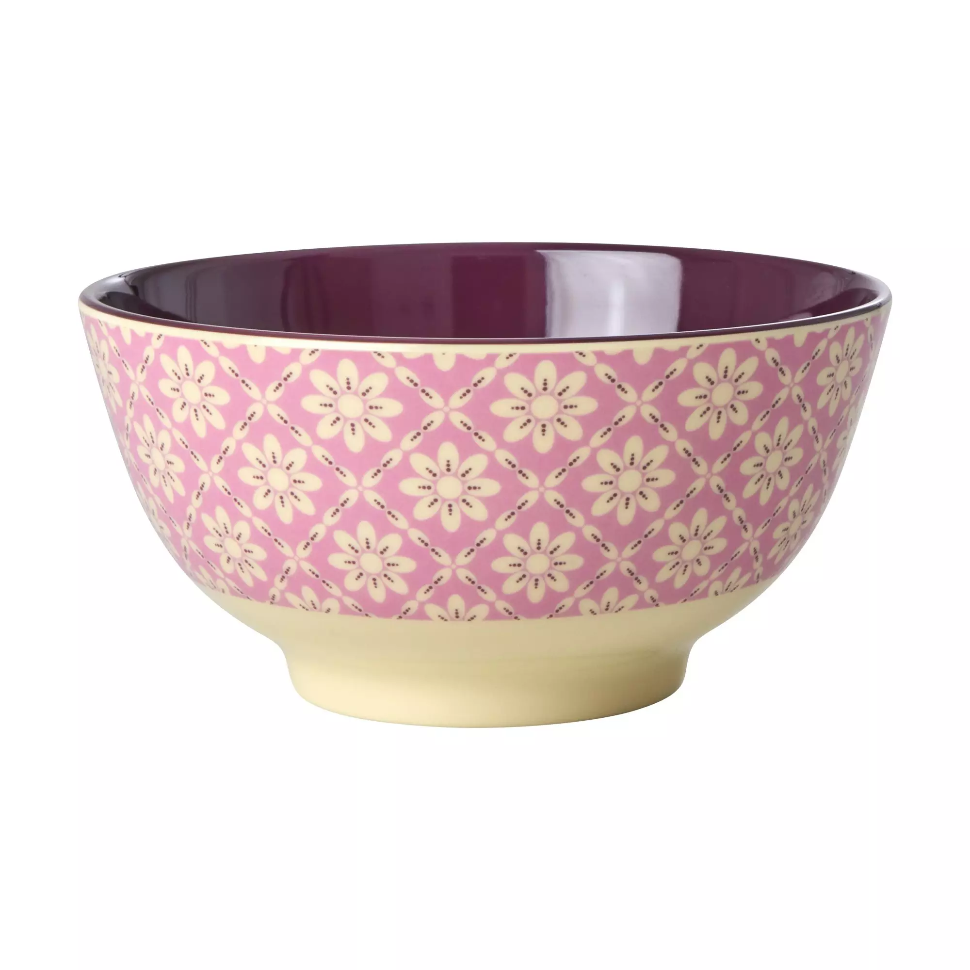 Rice Melamine Bowl With Graphic Flower