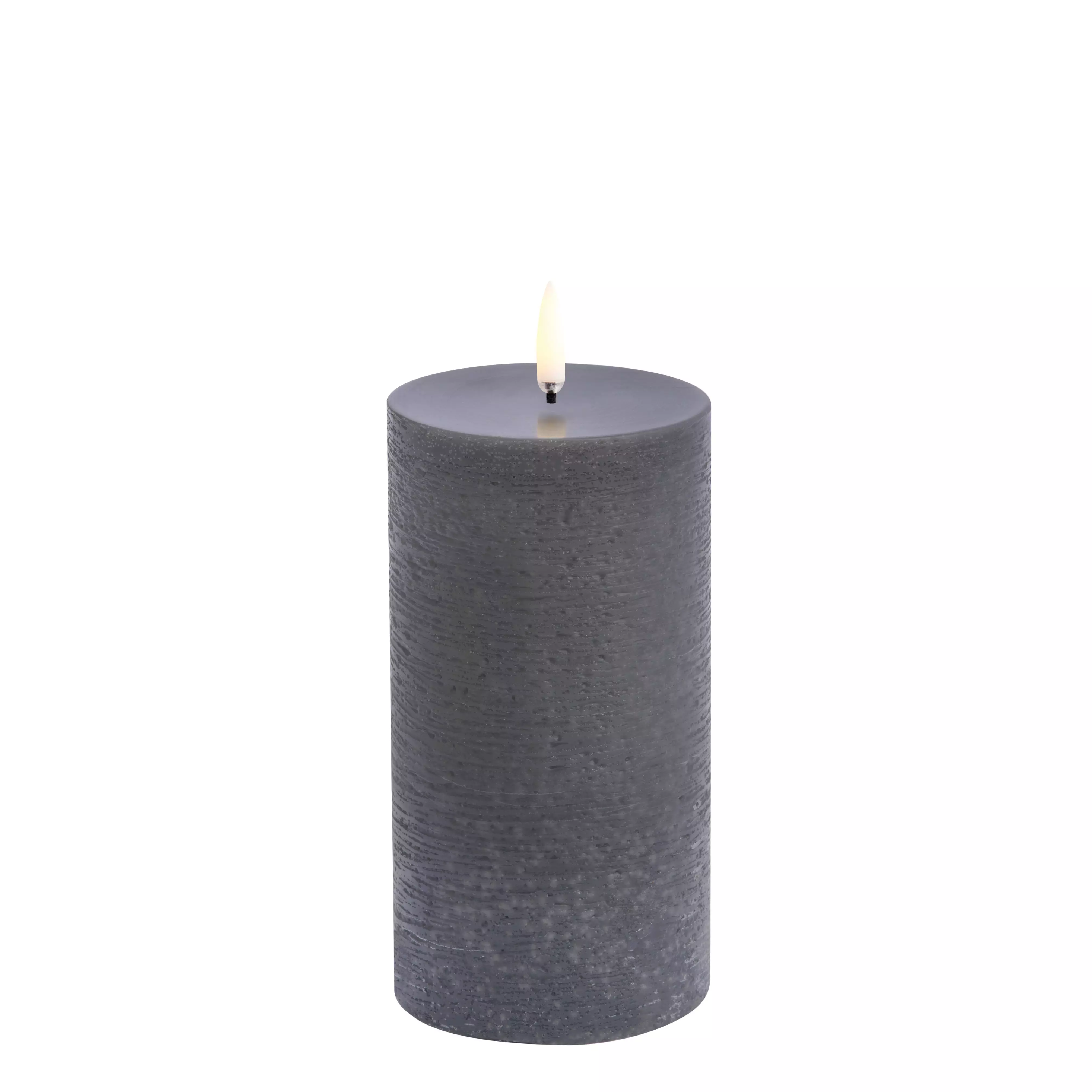Uyuni Led Pillar Melted Candle Grey,