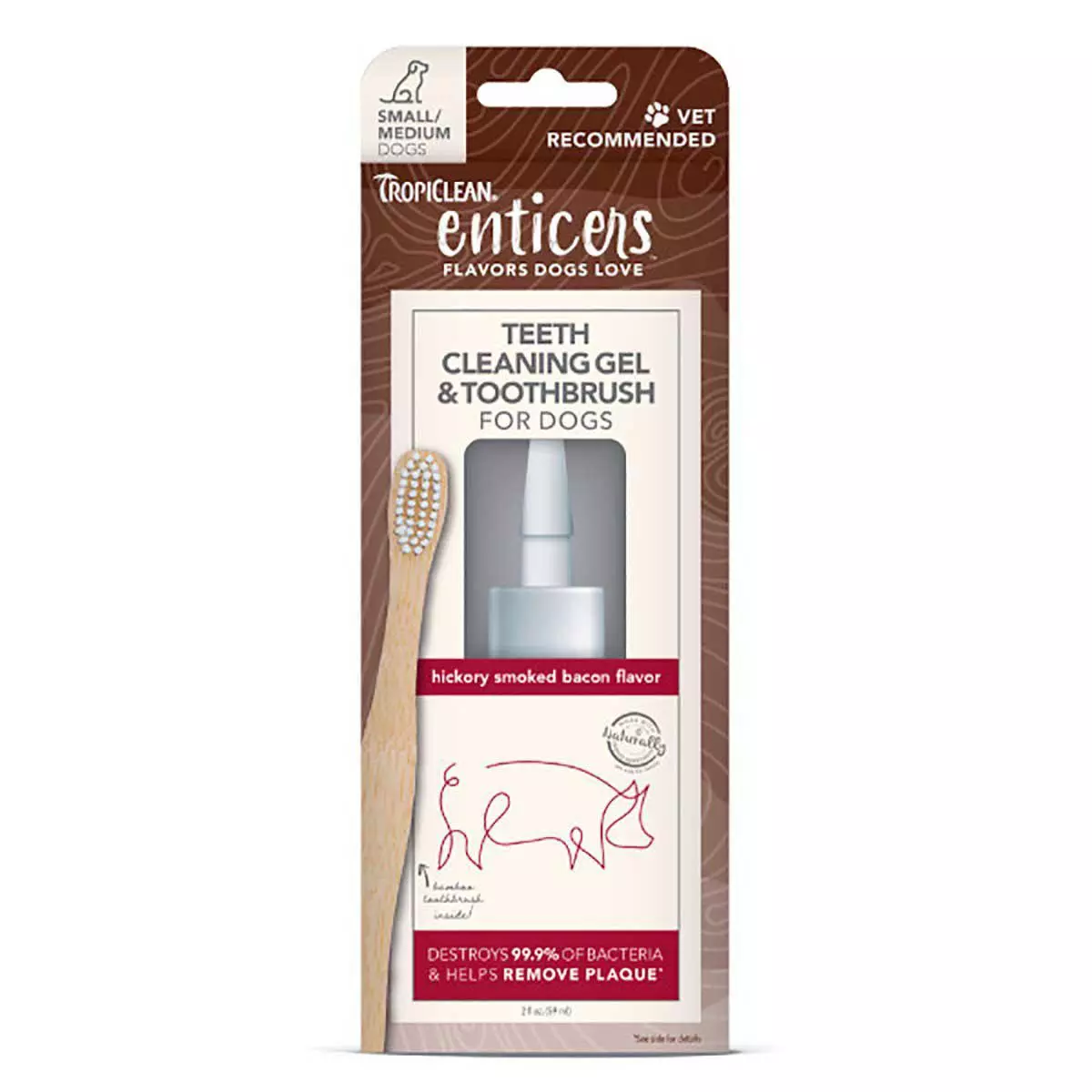 Tropiclean Enticers Gelbrush S-M Dogbacon 59Ml