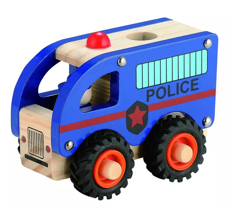 Magni Wooden Police Bus With Rubber