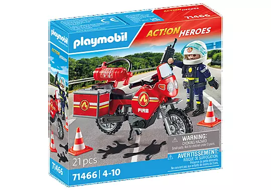 Playmobil Fire Motorcycleoil Spill Incident 71466