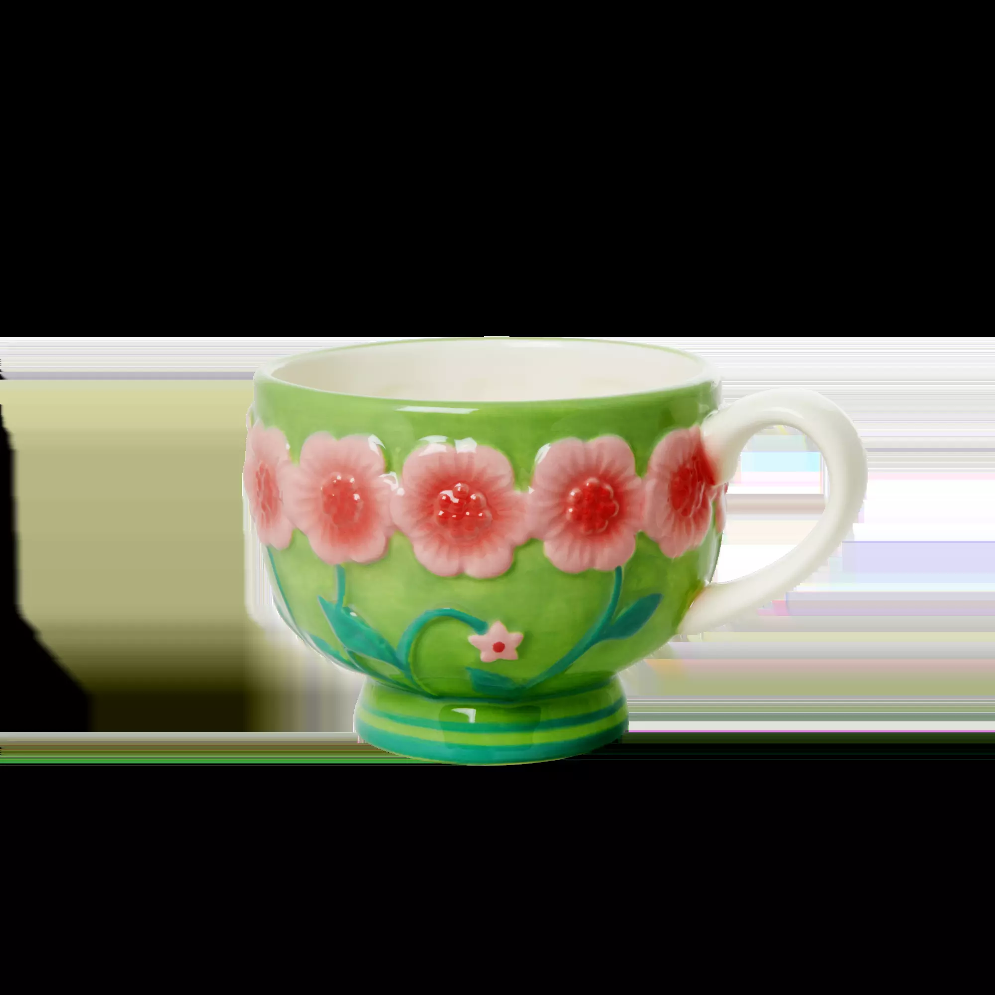 Rice Ceramic Mug Embossed Pinksage Green