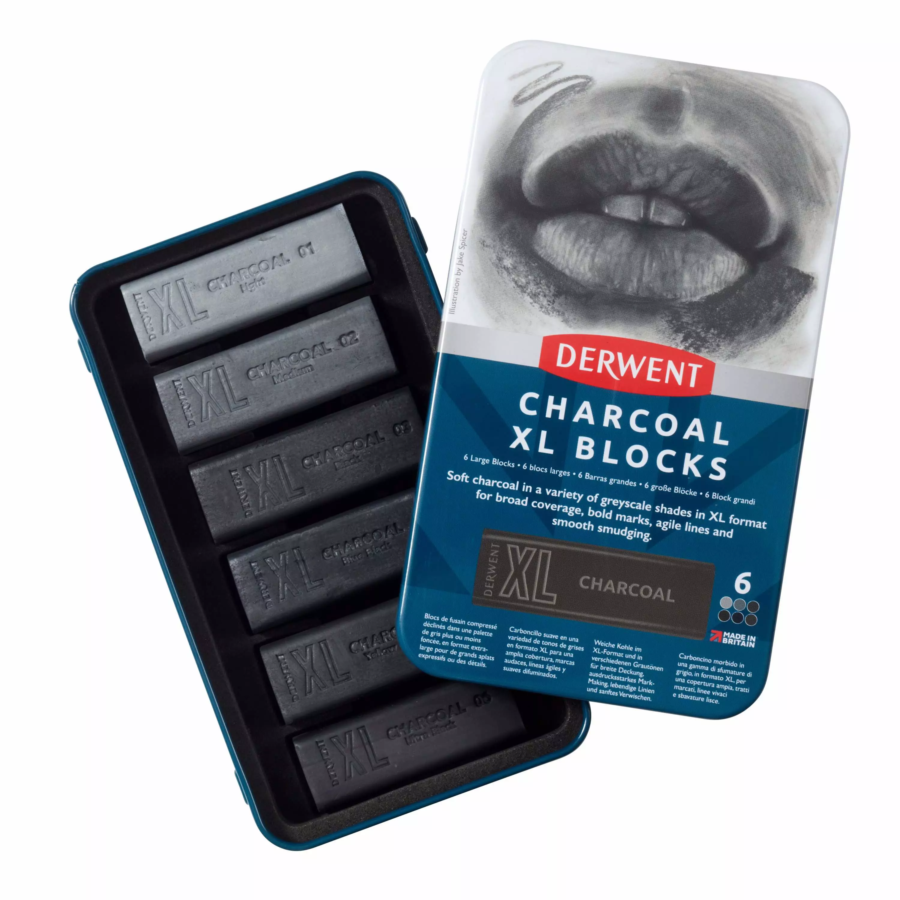 Derwent Charcoal Xl Blocks Tin Of