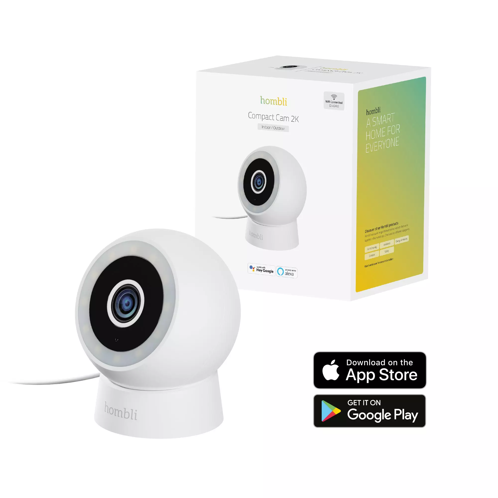 Hombli Smart Outdoor-Indoor Compact Cam, White