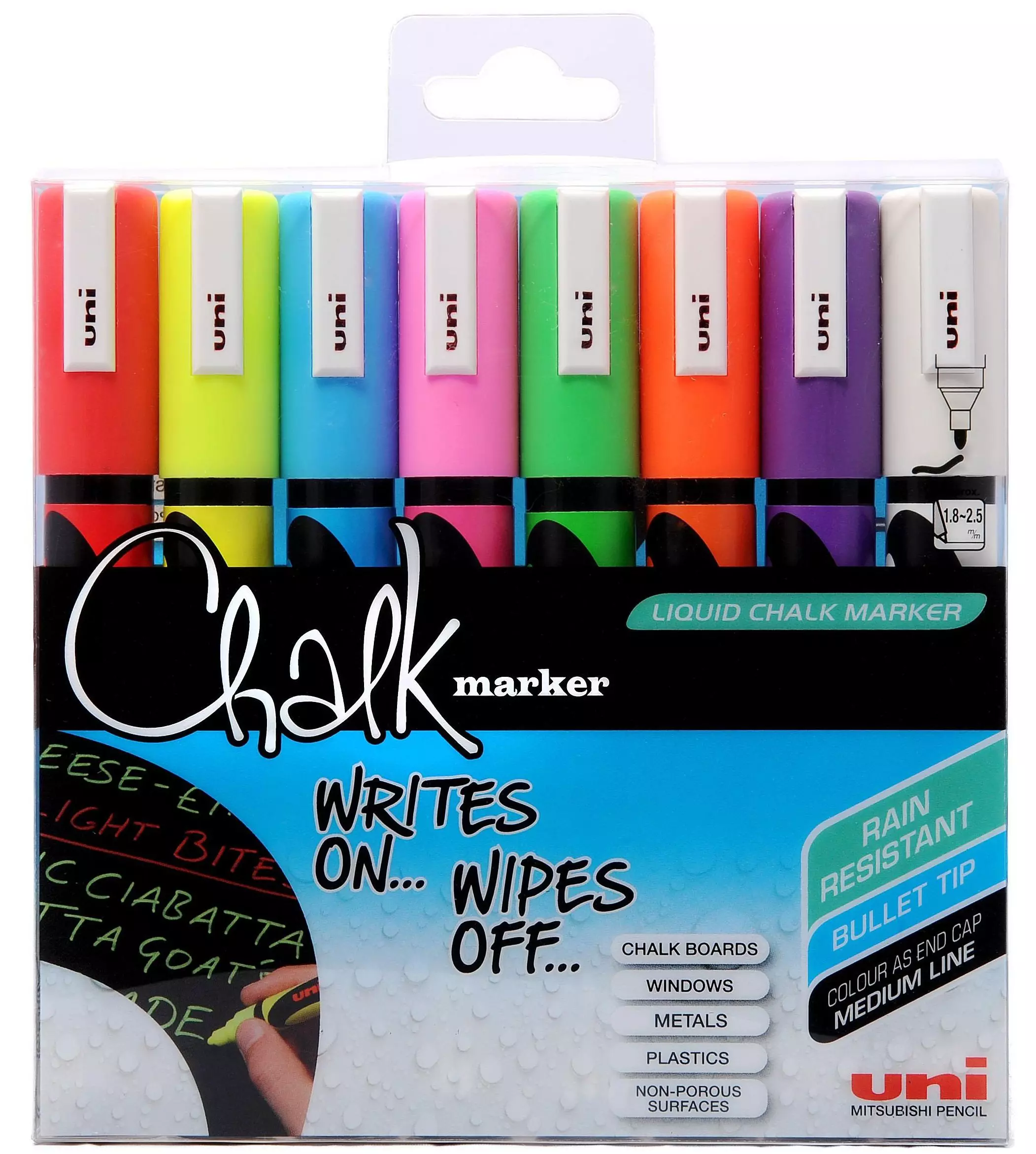 Uni Chalkmarker 5M Assorted Colors, Pc
