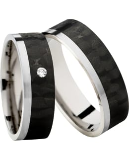 3D Carbon Tc4-6 1X 2.0 Mm Zirkoni - Titaani - Hiilikuitusormus