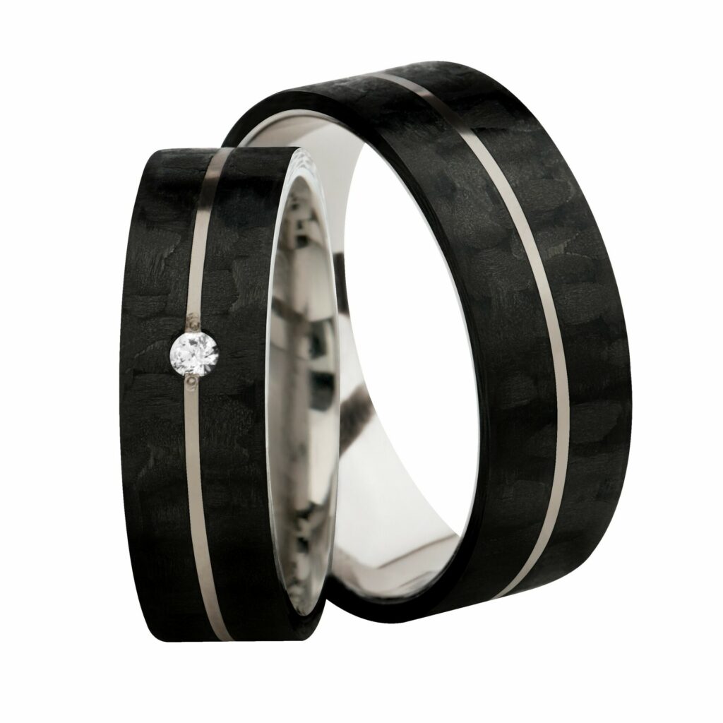 3D Carbon Tc5-6-3X 1.5 Mm Zirkoni - Titaani - Hiilikuitusormus