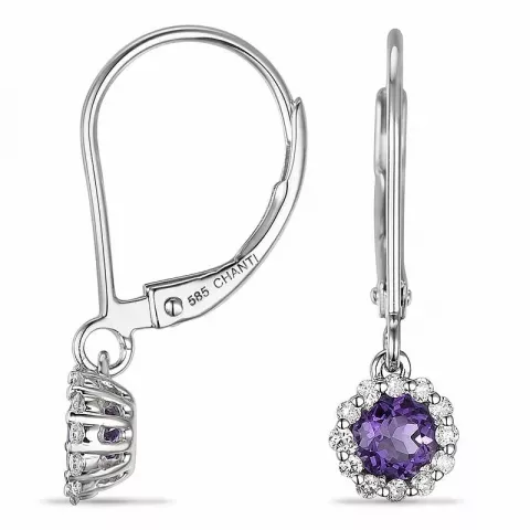 Ametisti-Korvakorut Timanteilla Yht. 0,14Ct, Valkokultaa