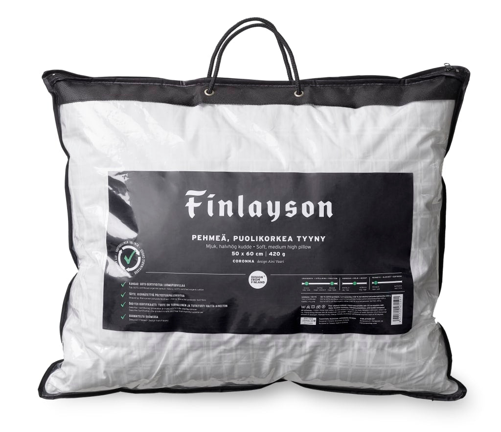 Finlayson Coronna Premium Pehmeä, Puolikorkea Tyyny Valkoinen