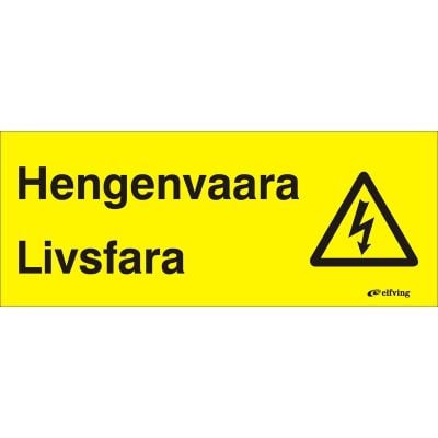 Hengenvaara Livsfara (Vaaka), 10X4cm, Tarra 082 101 100X40ta